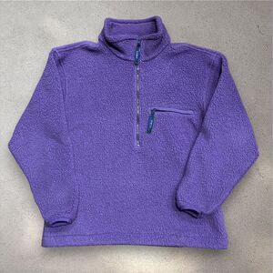L.L. Bean Vintage 1/4 Zip Purple Sherpa Pullover Sweater Women's Size Medium